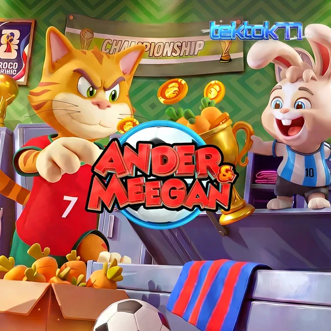 Tampilan antarmuka permainan slot Ander & Meegan dengan fitur Football Duel
